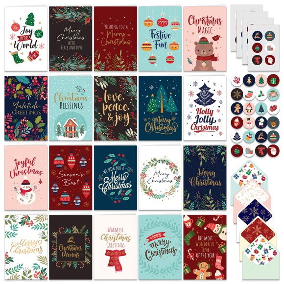 Decorably 100 Tarjetas de Navidad 15x10 cm con Sobres