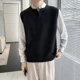thumbnail image 3 of Suéteres de punto para hombres Chaleco sin mangas Ropa para hombre Cuello en V blanco Suave Moda coreana Un producto más vendido 2024 X, 3 of 5