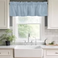 thumbnail image 3 of Vintage Sky Blue Rod Pocket Curtain Valance, Farmhouse Retro Solid Color Linen Texture Farmhouse Window Valance for Living Room, Bedroom, Kitchen 54"W x 18"L, 3 of 9