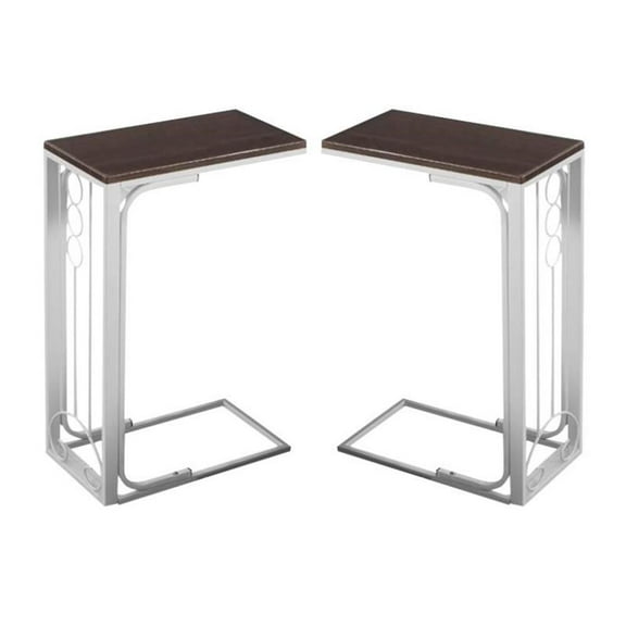 Home Square Accent Table in Cherry and Antique White - Set of 2