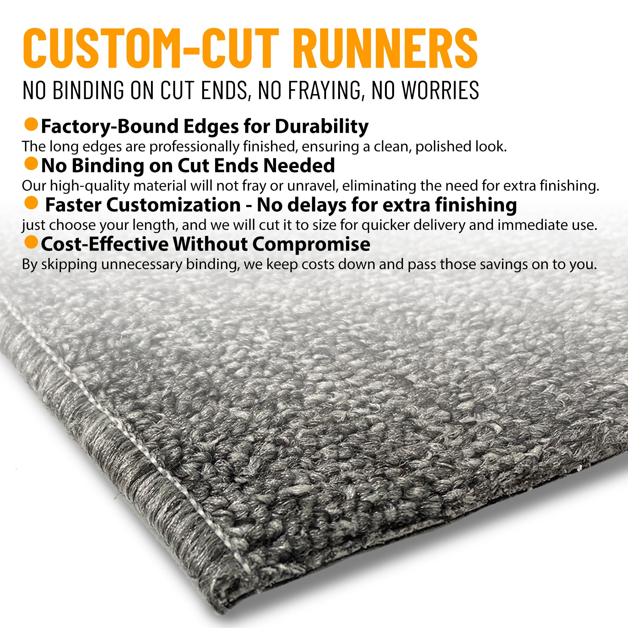 Ottomanson Hallway Runner Rug 1'10" x 39' Non-Slip Stain-Resistant Custom Size Carpet for Kitchen, Gray