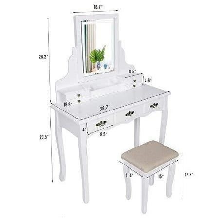 Artethys Vanity Table Set With Touch Screen Adjustable Lighted Mirror Cushioned Stool 3 Lighting Modes Square Dressing 7 Drawers Easy Assembly Canada Artethys Vanity Table Set With Touch, Artethys White Dressing Table Set With Led Lights Mirror