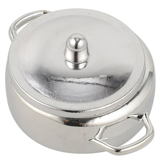 UNOMOR mini pot toy Miniature Stew Pot Alloy Silver 1Set for Collectors