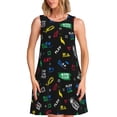 thumbnail image 1 of Balery Gamepads Vestidos de verano para mujer con estampado: vestido holgado sin mangas, vestido playero informal y cómodo para días calurosos., 1 of 7