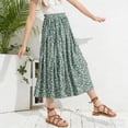 thumbnail image 2 of GiLiling Jupes pour Filles, Jupe Midi Évasée Imprimée avec Taille Élastique, Jupe Longue Décontractée Fluide en Rayonne Style Robe pour l'Été (Vert, 7-8 Ans), 2 of 9