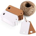 thumbnail image 1 of CHAO 200 Uds. Etiqueta de papel Kraft de tarjeta Kraft 9X4cm cordel de yute 60m para regalo, equipaje, regalos de boda blanco marrón para el Día de los niños, 1 of 5