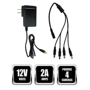 Replacement 12V 2A AC/DC Camera Adapter Compatible with Night Owl 4-Way Power Splitter - Powers up to 4 Cameras