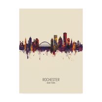 Trademark Fine Art 'Rochester New York Skyline Portrait III' Canvas Art by Michael Tompsett