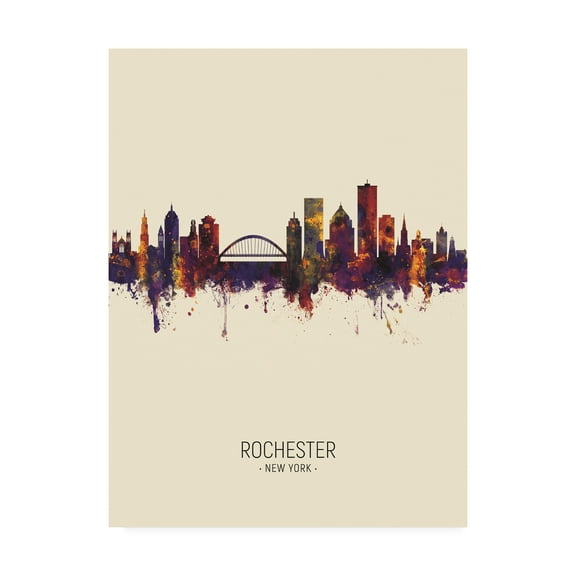 Trademark Fine Art 'Rochester New York Skyline Portrait III' Canvas Art by Michael Tompsett