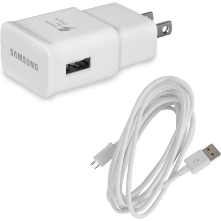 Samsung Fast Charger EP-TA20JWE and 3 Meter Micro USB Cable for Galaxy S7 / S7 Edge / S6 / S6 Edge/Note 5 / Note 4 / J2 Prime / J7 Prime/Moto E4 / LG K4 / G3 / G4 - White