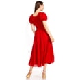 thumbnail image 2 of Sakkas Cotton Crepe Smocked Peasant Gypsy Boho Renaissance Mid Length Dress - A-Red - One Size, 2 of 5