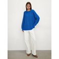 thumbnail image 4 of Women'S Crew Neck Sweater Long Sleeve Lantern Sleeve Hollow Knit Loose Casual Sweater Royal Blue M, 4 of 9