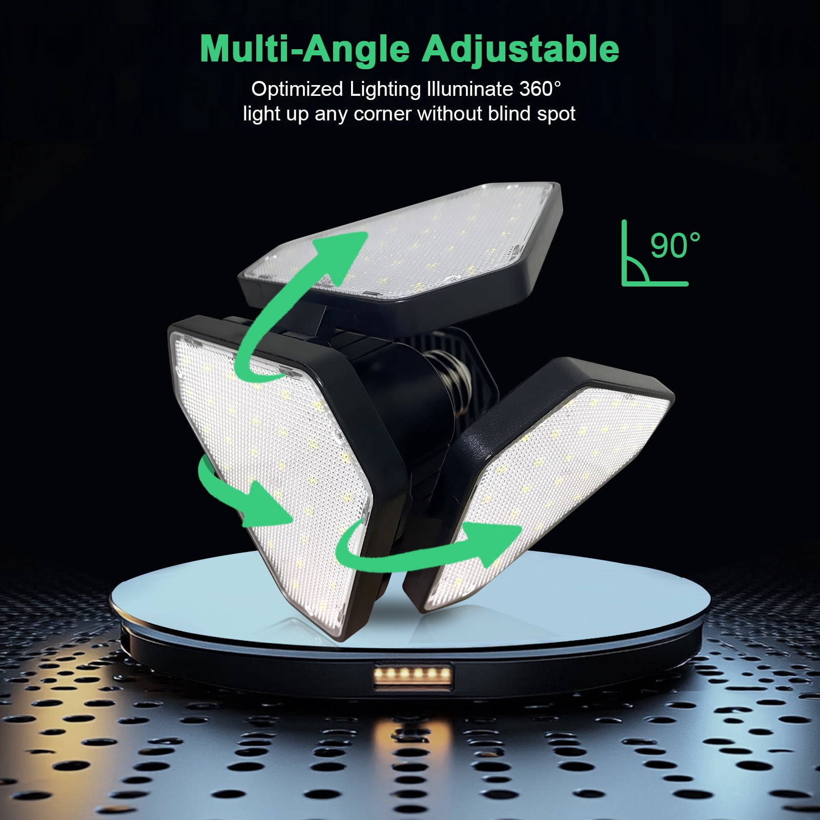 Watfal LED Garage Ceiling Light 120W, 4 Adjustable Panels Total 15000 Lumen 6500K Bay Light, E26/E27 Base for Shop, Warehouse