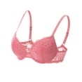thumbnail image 5 of Deyllo Women's Lace Push Up Padded Plunge Add Cups Underwire Lift Up Bra, Peach Pink 36A, 5 of 9