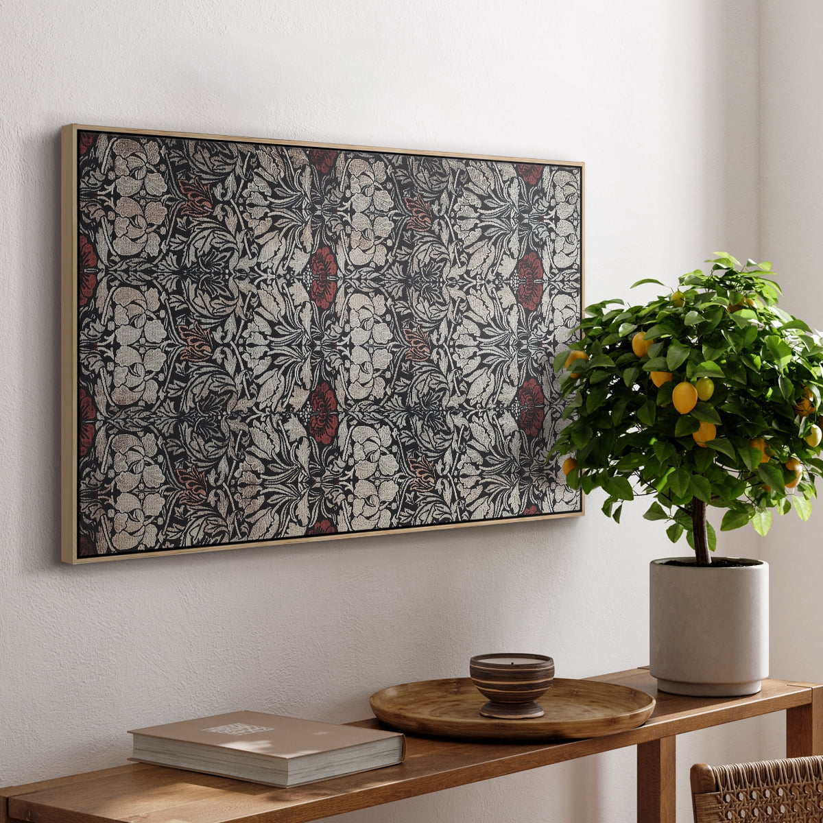 Vintage Abstract Print-XXII Framed in Natural Wood Wood Gallery Wrapped Canvas 27 in. x 41 in.