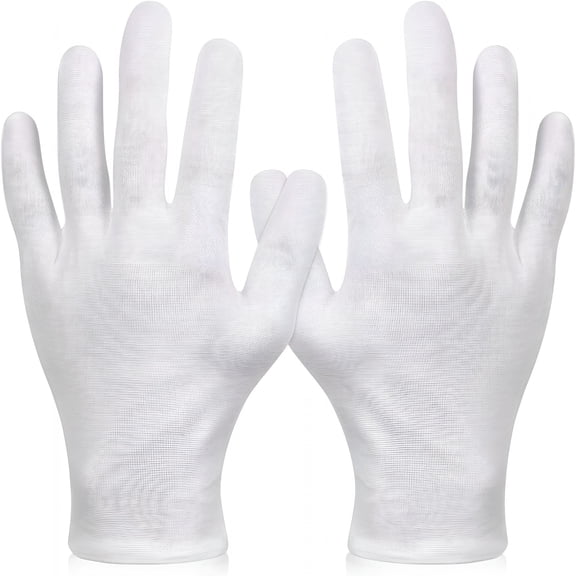 TELOLY 6 Pairs XL White Cotton Gloves for Dry Hand Moisturizing Cosmetic Eczema Hand Spa and Jewelry Inspection
