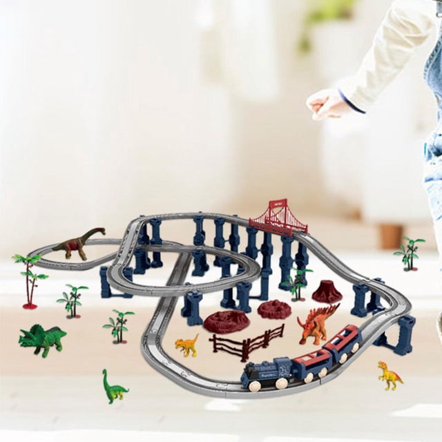 Juguete eléctrico de construcción CUTICAT 114 piezas Pista de carreras de dinosaurios