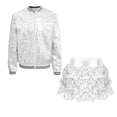 thumbnail image 3 of vastwit Kids Girls Hip Hop Jazz Latin Dance Outfit Sequin Sparkle Jacket with Tiered Mini Skirt Set Dancewear Silver 10, 3 of 7