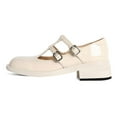 thumbnail image 3 of YDN Women's Square Closed Toe T-Straps Mary Janes Chunky Low Heel Strappy Buckle Pumps Cute Dressy Shoes Size 6 White, 3 of 4