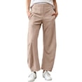 thumbnail image 3 of HomeDM Women's Pants Lounge Wide Leg with Pockets Quick Dry Elastic Waist Casual Trousers Khaki Athletic Work Pants Size L, 3 of 9