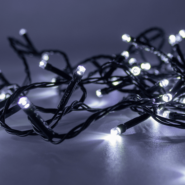 Serie Navideña La Merced Decorativa Luz Led Blanca 100 Focos 8 Funciones Cable Verde 7 m