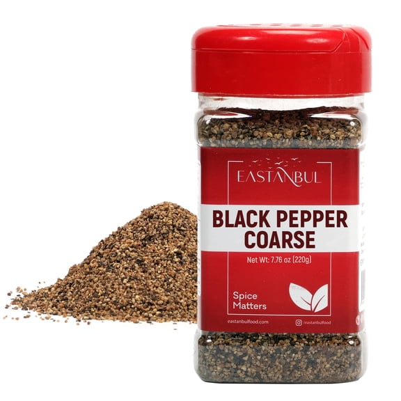 Eastanbul Coarse Black Pepper Ground, Cracked Black Peppers, 7.76oz