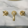 thumbnail image 6 of Ivy 8 in. Widespread Double Cross-Handle Wall Mount Bathroom Faucet in Brushed Gold, 6 of 7
