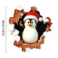 thumbnail image 2 of Christmas 3D Wall Stickers, Cartoon Cute Snowman Penguin Santa Breaking Through Wall Design, Removable Window Clings, Holiday Party Home Decorations -1Pcs, 2 of 5