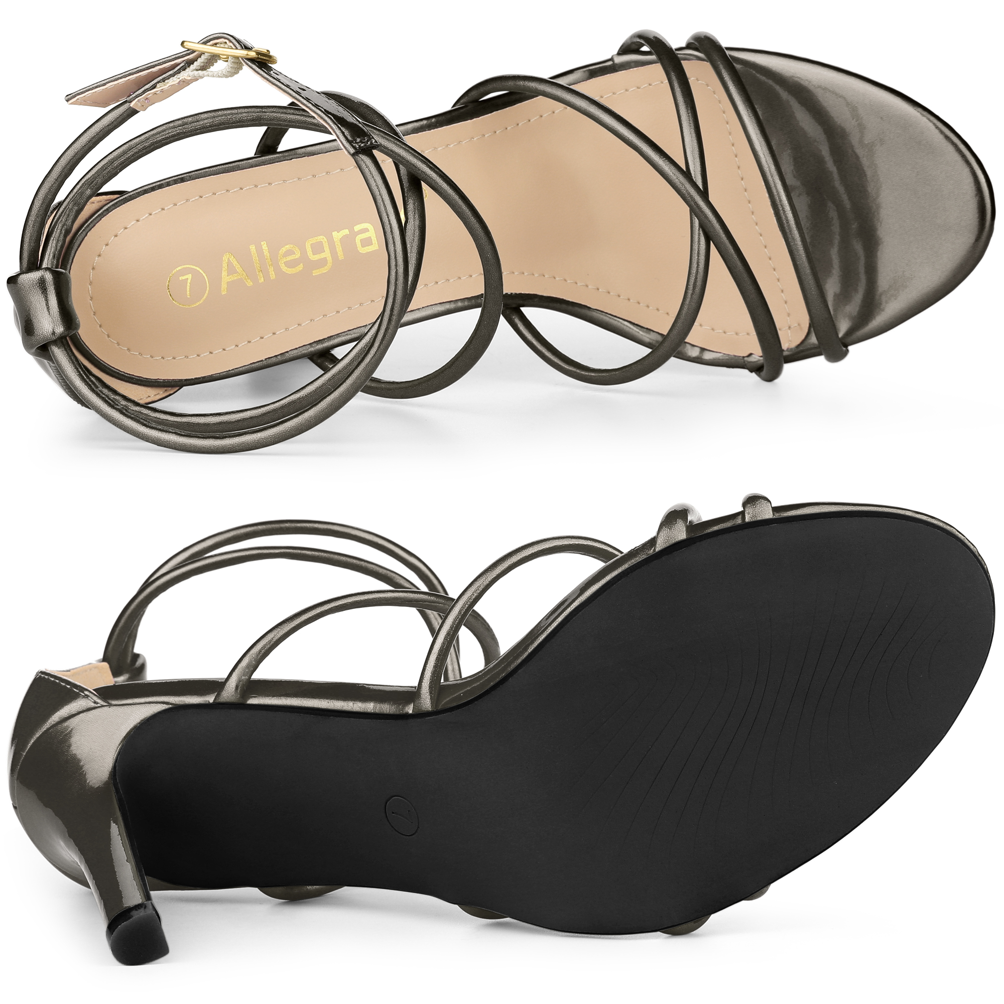 DARING DIVA Women's Open Toe Strappy Straps Stiletto Heel Sandals Gunmetal 7