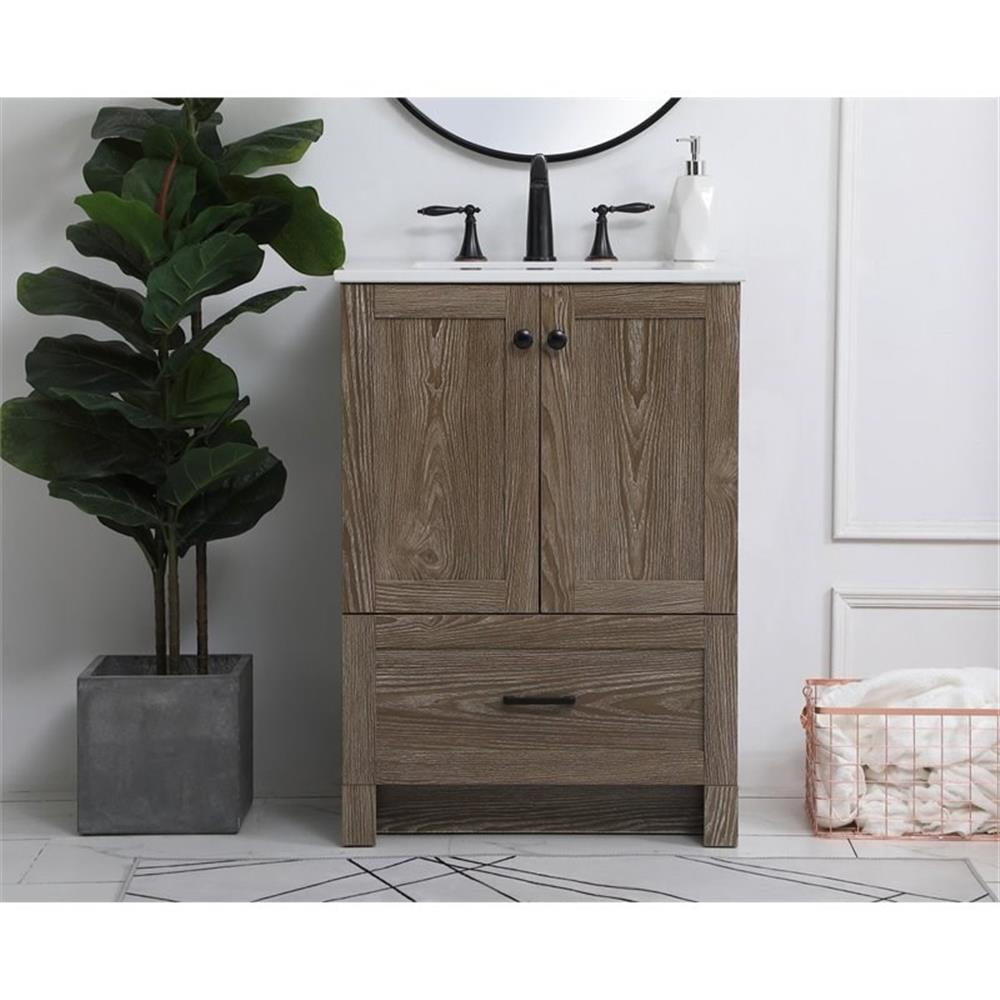 Elegant Kitchen and Bath 24 inch Single Bathroom Vanity in Weathered oak