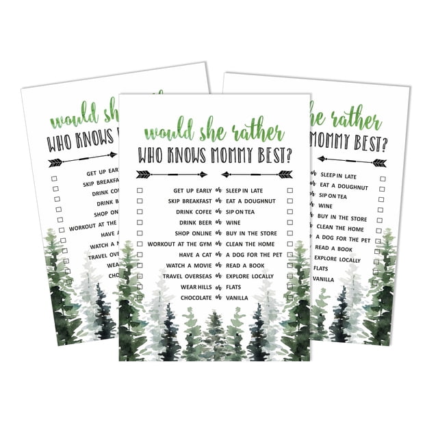 Inkdotpot Greatest Adventure Who Knows Mommy BestBaby Shower GameCards-FunActivity Cards Set Of 50Greenery Party Theme
