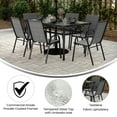 thumbnail image 3 of BizChair 7 Piece Commercial Grade Patio Dining Set with Tempered Glass Patio Table and 6 Chairs with Gray Flex Comfort Material Seats and Backs, 3 of 9