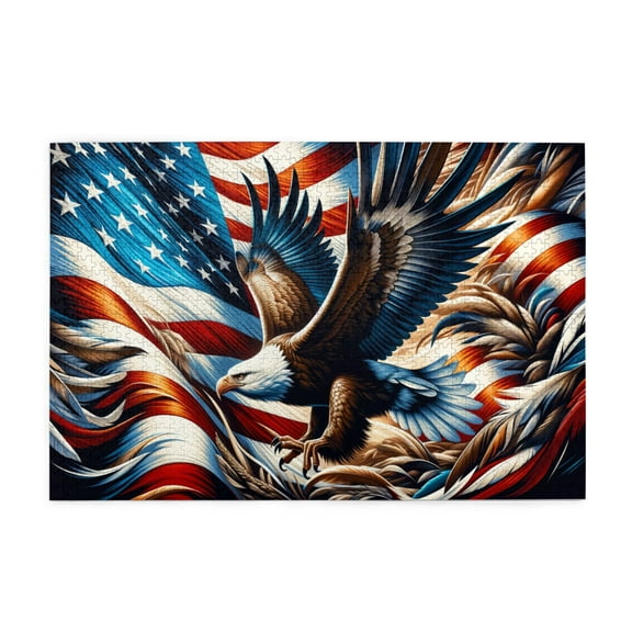 1000 PCS American Eagle 1000 Piece Vibrant Jigsaw Puzzle,Patriotic Themed Animal Wooden Puzzle,Ideal For Family Recreation And Entertainment,Modern Art Adult Puzzle,Home Wall Decor