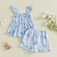 thumbnail image 4 of MEZZALL Girls Floral Sleeveless Vest And Ruffle Shorts Two Piece Outfit Sets Casual Playwear Comfortable Twill Comfortable Kids Clothing Sets Soft Fabric All Day Wear, 4 of 5