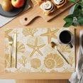 thumbnail image 2 of Yellow Coastal Summer Placemats Set of 6 Coral Shell Starfish Vintage Place Mats Indoor Wipeable Table Mats Washable Cloth Dining Table Placemats for Kitchen Holiday Party Home Decor 13x19 Inch, 2 of 9