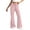 Pink, variant on Lmueinov Women's 100% Cotton Flare Leg Pants Elastic High Waist Adjustable D string Casual Stretchy Wide Leg Trousers with Pockets, S-XXL