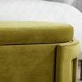 thumbnail image 6 of Modern Velvet Ottoman with Storage Entryway  for Living Room  Upholstered End of Bed  with Safty Hinge for Bedroom/Living Room/Lounge/Corner, Olive, 6 of 9