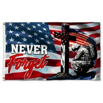 Never Forget Memorial Veteran Flag 3x5Feet Banner with 2 Brass Grommets