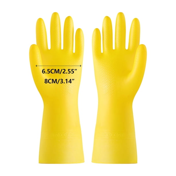 Pisexur Batería de cocina Guantes de limpieza reutilizables de goma para lavavajillas, para cocina y baño, antideslizantes, con agarre, largos, con forro flocado, fle para la cocina del hogar