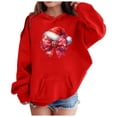 thumbnail image 2 of Mercatoo Girls' Fall And Winter Christmas Bow Christmas Hat Printed Sweatshirt Kids Toddler Blouse Hoodies Sweatshirt, 2 of 4