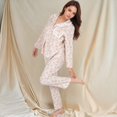 thumbnail image 7 of Women's Floral Print Button-Up Long Sleeve Pajama Set with Ruffle Details - Large, Purple, 7 of 7