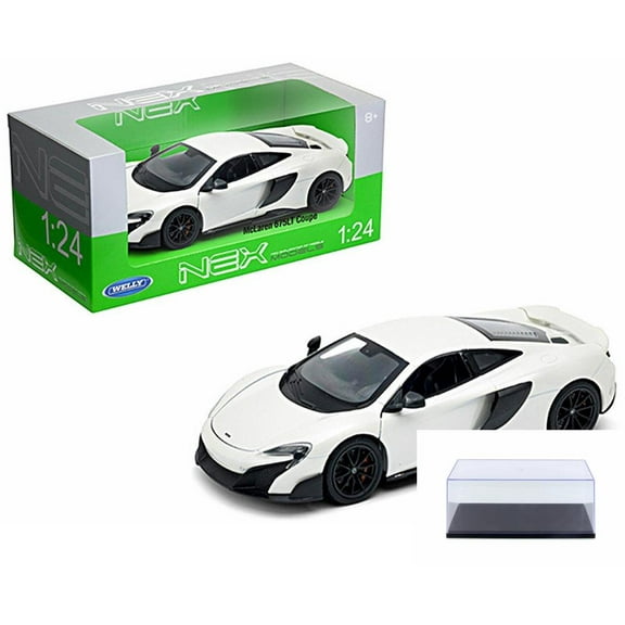 Diecast Car w/Display Case - McLaren 675LT Coupe, White - Welly 24089W-WH - 1/24 Scale Diecast Model Toy Car