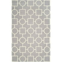 SAFAVIEH Cambridge Joyce Geometric Shapes Wool Area Rug, Silver/Ivory, 6' x 9'