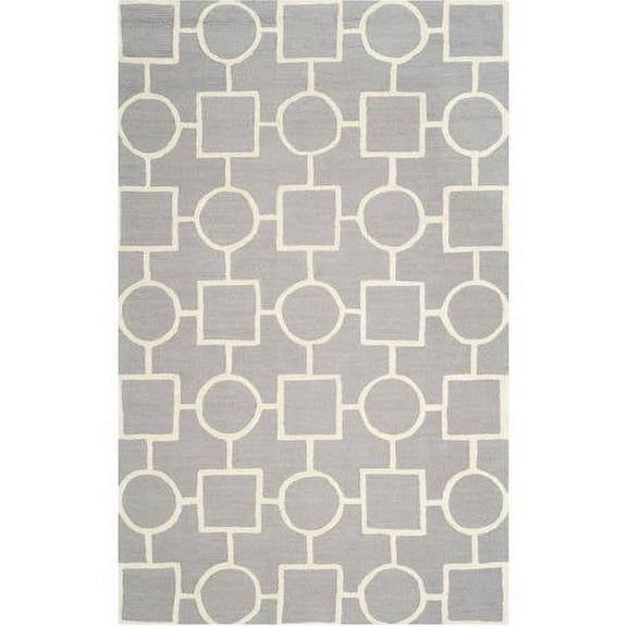 SAFAVIEH Cambridge Joyce Geometric Shapes Wool Area Rug, Silver/Ivory, 6' x 9'