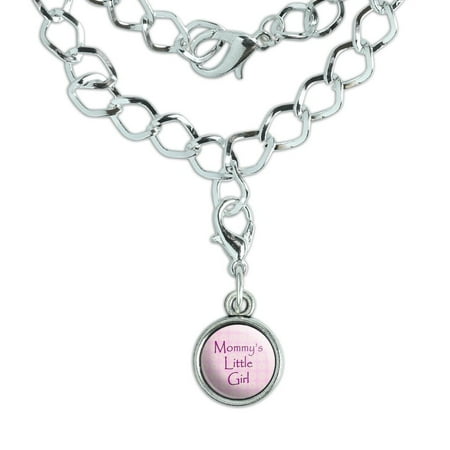 - Mommy's Little Girl Pink with Flowers Silver Plated Bracelet with Antiqued Charm