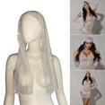 thumbnail image 2 of Glistening Muslim Turban for Head Wrap Long Stretch Headwraps Exquisite Shawls Shimmering Bandana HeadScarf Hijab White AB drill, 2 of 4