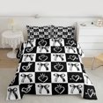 thumbnail image 2 of Homewish Teens Girls Female Cartoon Bowknot Bedding Comforter Set 2pcs,Black White Twin Comforter Sets Microfiber,Plaid Love Heart Breathable Bedding Set,Breathable Home Decor,Reversible, 2 of 8