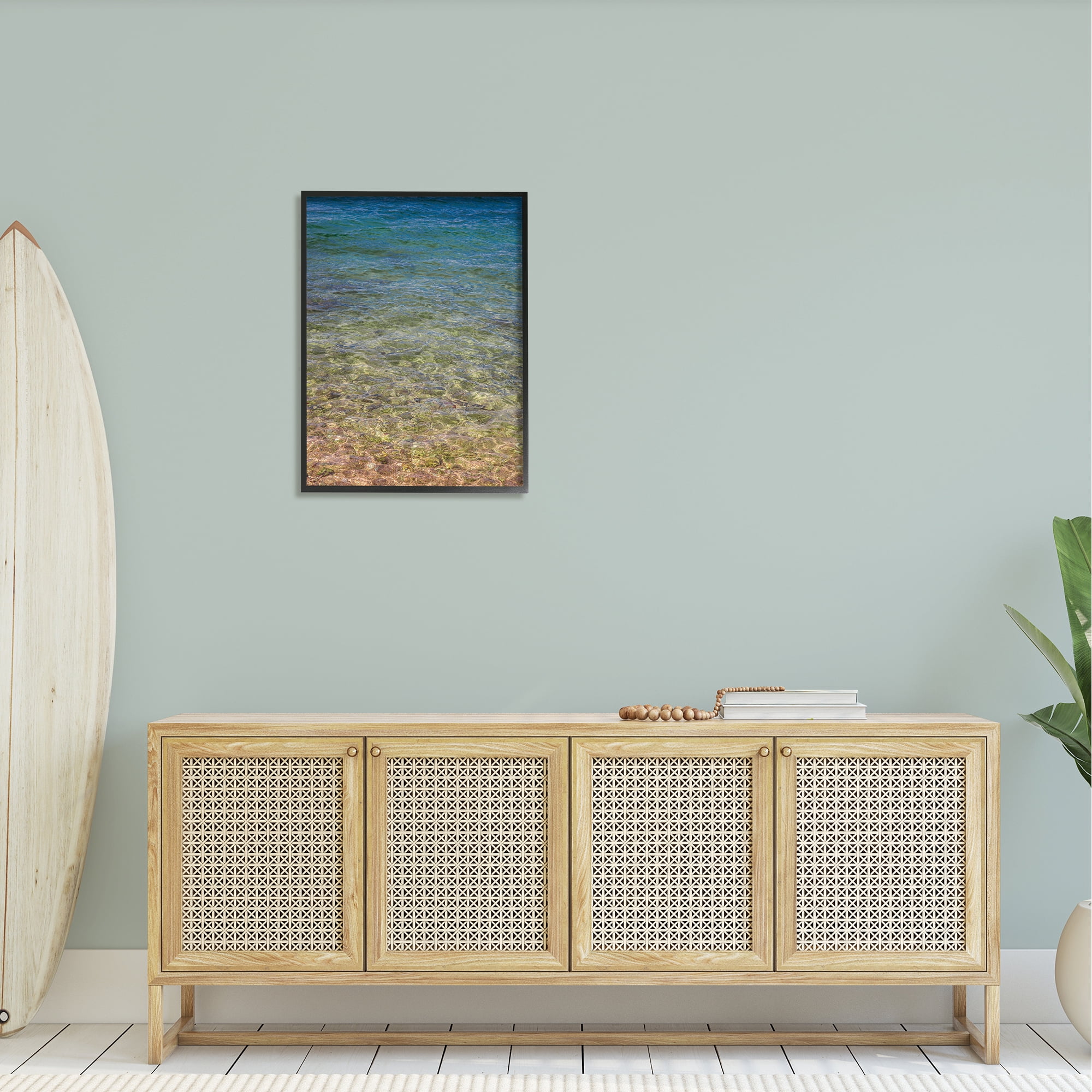 Stupell Underwater Clear Sea Floor Ripples Landscape Photography Black Framed Art Print Wall Art