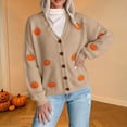 thumbnail image 1 of Women's Pumpkin Knit Cardigan, Long Sleeve Open Front Knitted Sweater, Fall Outwear Coat Tops, Kawaii Y2K Cute Funny Button Sweaters Fall Winter Causal Coat Cozy Loungewear, 1 of 3