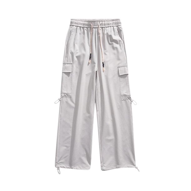 Pantalones largos para hombre, informales, para exteriores, de color sólido, con cintura elástica y bolsillo con cordón, ropa de trabajo, pantalones para hombre
